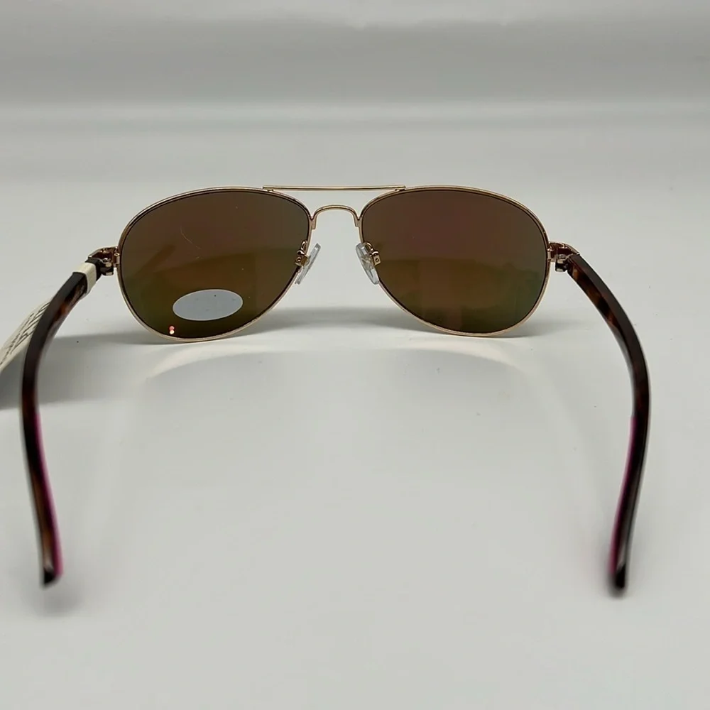 a.n.a Gold Aviator Gasses with animal print Temple Rods - Pink Reflective‎